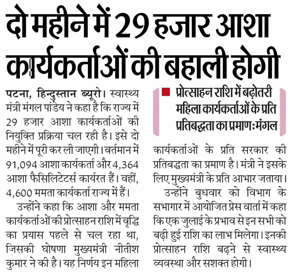 Bihar Asha Vacancy 2025 Bihar Asha Vacancy 2025