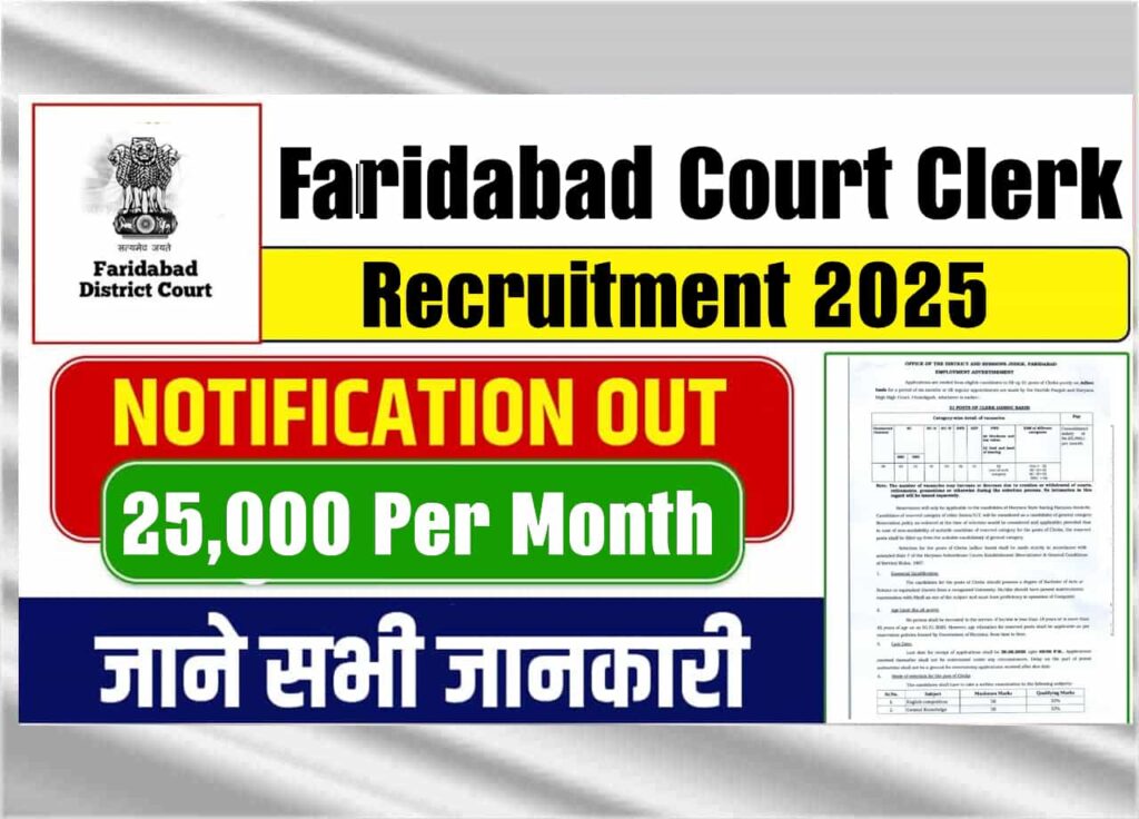 Faridabad Court Clerk Recruitment 2025: