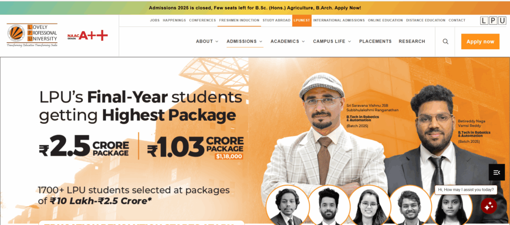 Lovely Professional University For B.Voc. in Airport and Airline Management Course