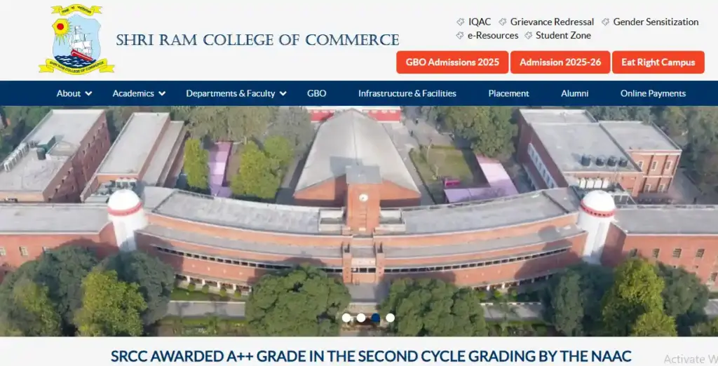 Aerial view of Shri Ram College of Commerce, a top institute offering B.A. (Hons.) in Economics course
