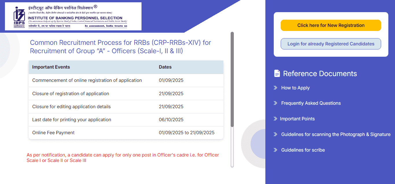 IBPS RRB Recruitment 2025 Official Website Screenshot.
