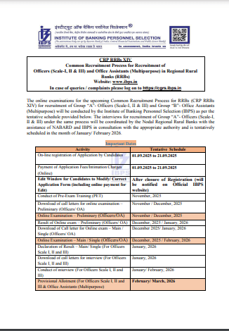 IBPS RRB Recruitment 2025 Official Notification Screenshot.