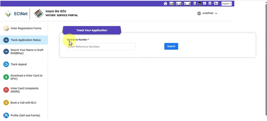 Voter Card Status Check Online Voter Card Status Check Online Official Website Screenshot.