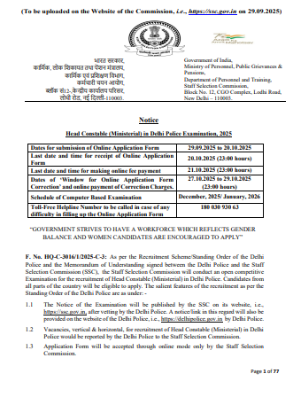 SSC Delhi Police Head Constable