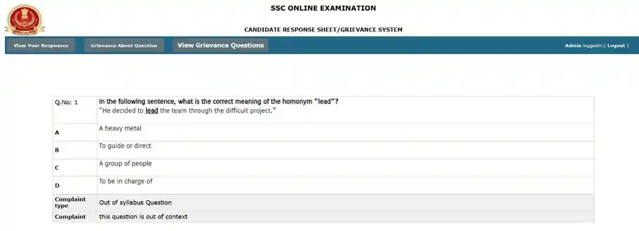 SSC CGL Answer Key 2025 vaild objection points for Click Here to Challenge Questio