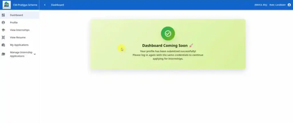 new internship option on lift site of page for Apply For New Internship 2025