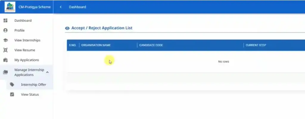 Accept and reject offer letters for Apply For New Internship 2025