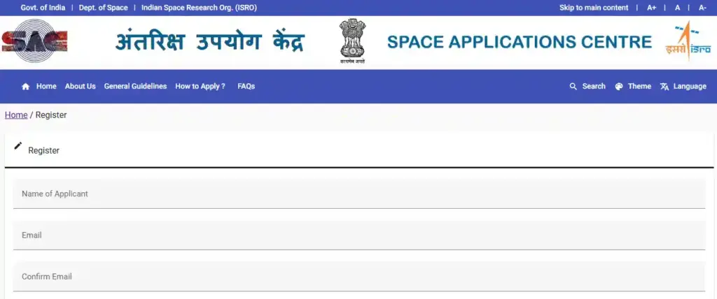 NEEPCO Apprentice Recruitment 2025 Registration form for ISRO SAC Recruitment 2025