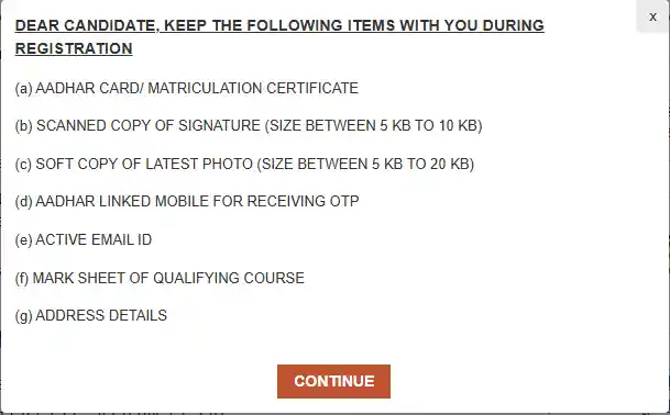 rule for registration for Indian Army TGC Recruitment 2025