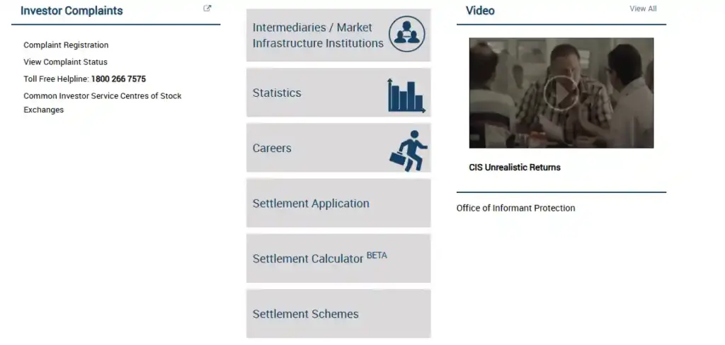 Carees section in SEBI website for SEBI Grade A Recruitment 2025