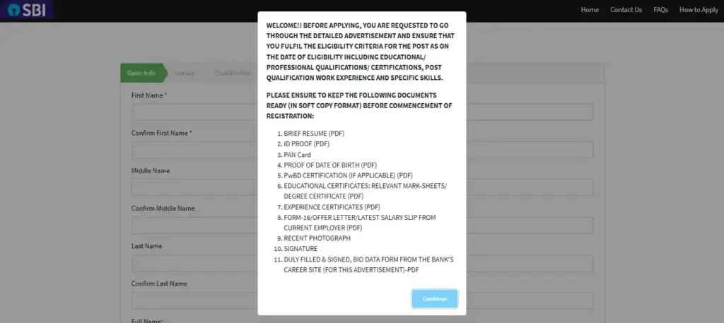 List Of document for upload for apply SBI SCO Recruitment 2025