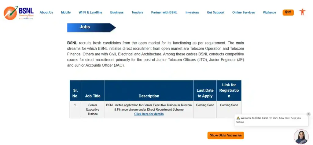 Apply link for BSNL Recruitment 2025
