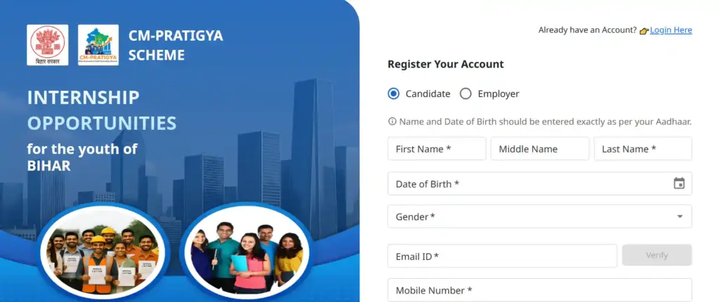 Register Your Account option