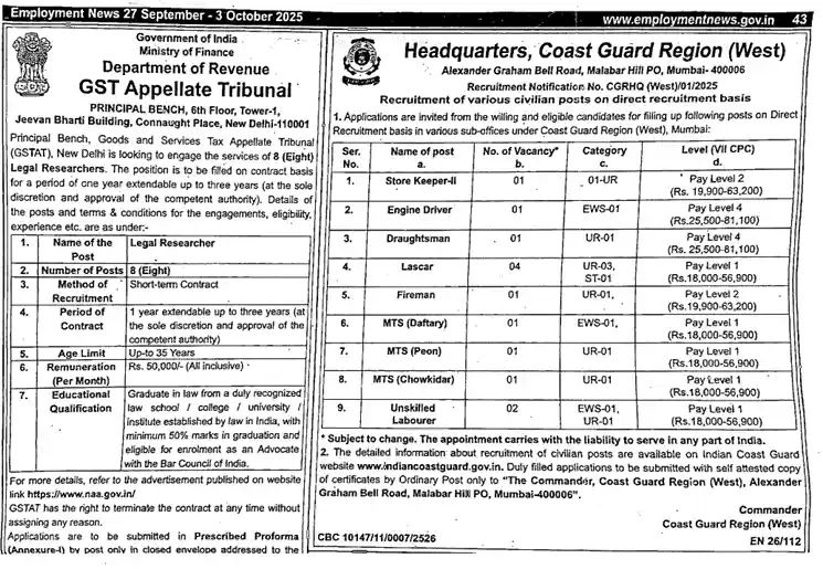 Official Notification of Indian Coast Guard Recruitment 2025
