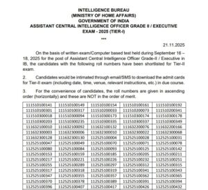 IB ACIO Result Pdf 2025 PDF Download