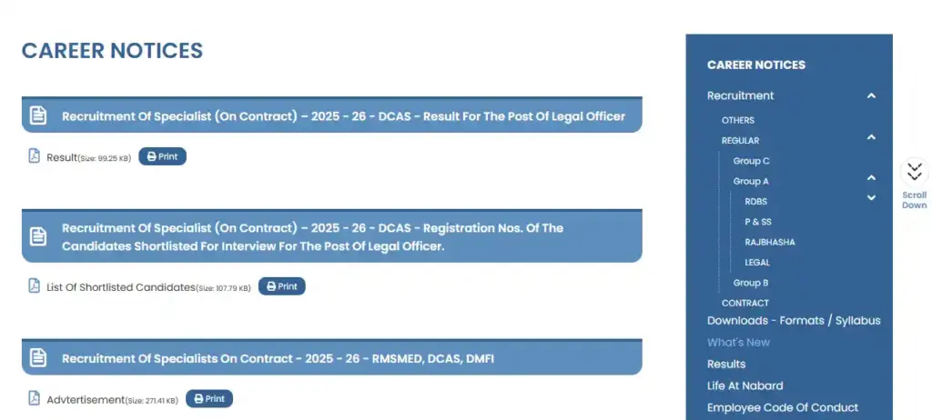Career notification for NABARD Officers Grade A Recruitment 2025