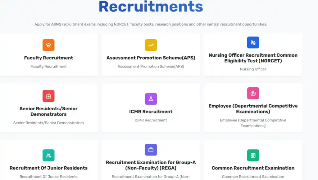 AIIMS CRE-4 Recruitment 2025 Recruitments option for AIIMS CRE-4 Recruitment 2025