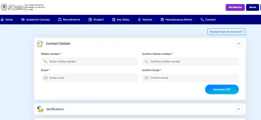 AIIMS CRE-4 Recruitment 2025 registration form for AIIMS CRE-4 Recruitment 2025
