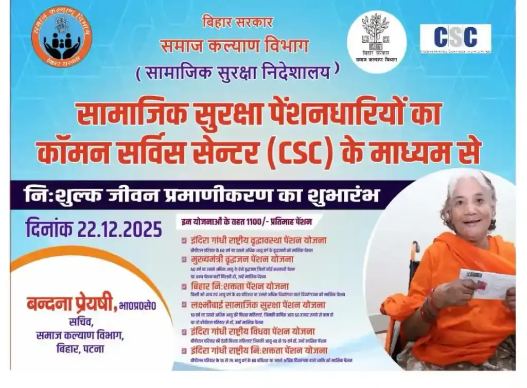 Fre life certification start for Bihar Social Security Pension Life Certificate 2025