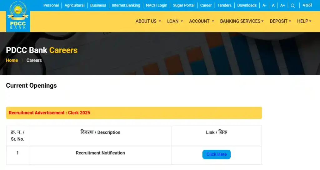 Career option for PDCC Bank Clerk Vacancy 2025