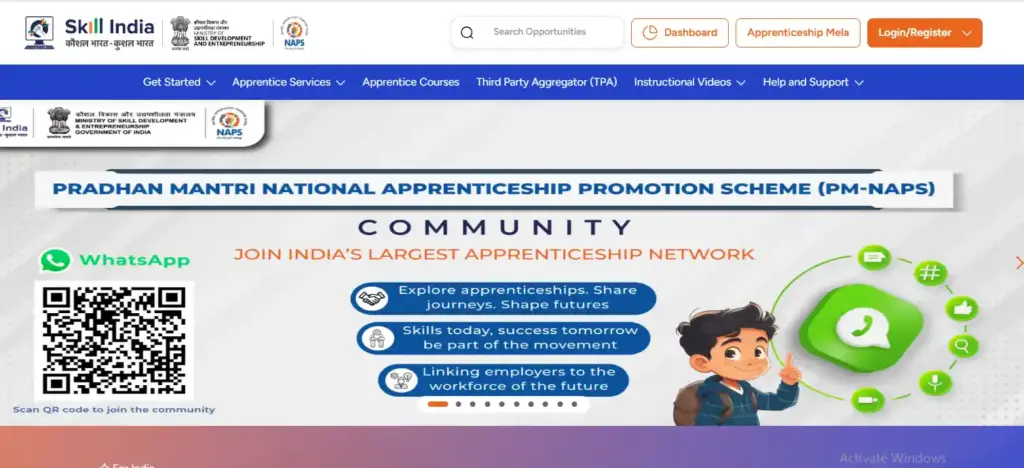 NAPS website home page for MIDHANI Apprentice Trainees Recruitment 2025