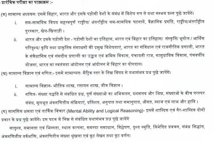 Bihar Vidhan Parishad Sachivalay Syllabus 2025 officail notification image