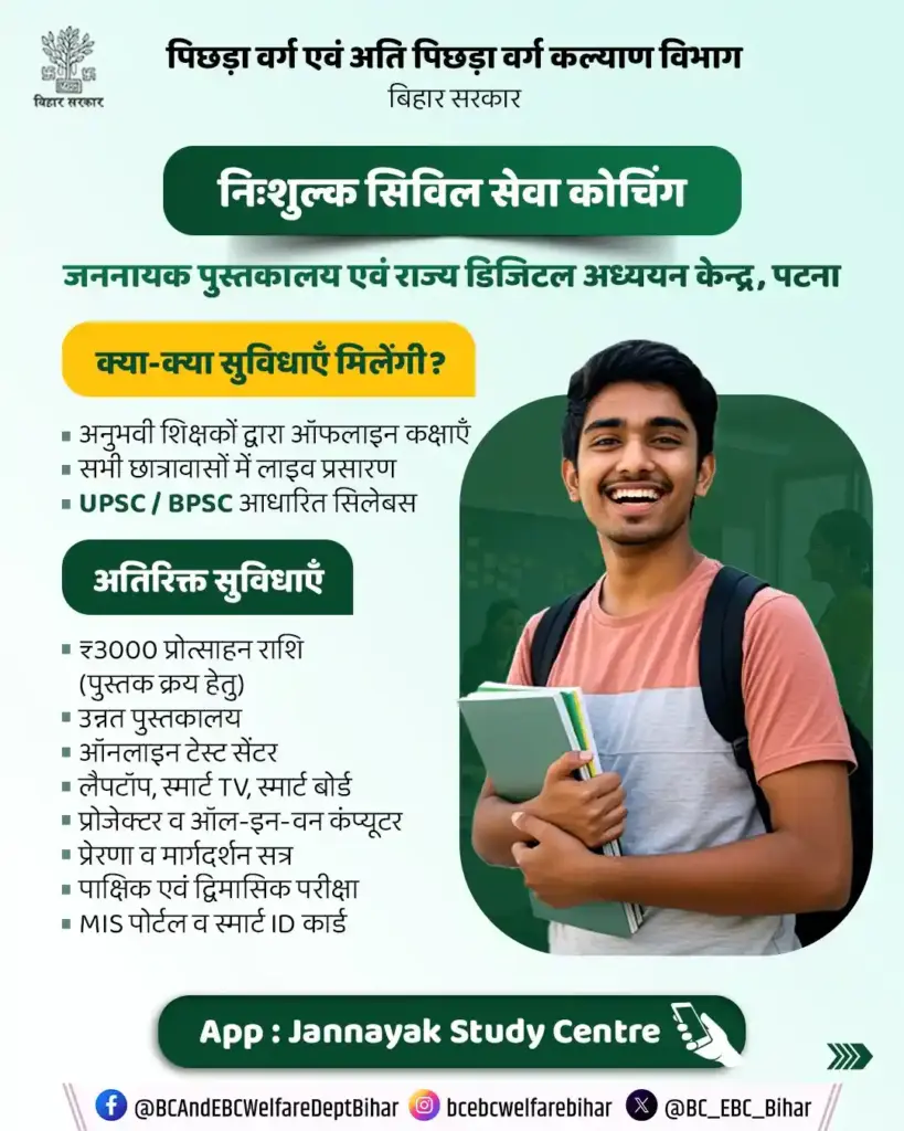 Key Feature for Bihar UPSC BPSC Free Coaching 2026