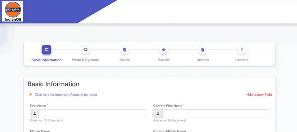 registration form image for IOCL Non Executive Recruitment 2026