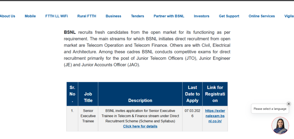 BSNL Recruitment 2026: Overview