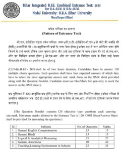 Bihar Integrated B.Ed Common Entrance Test Syllabus 2026