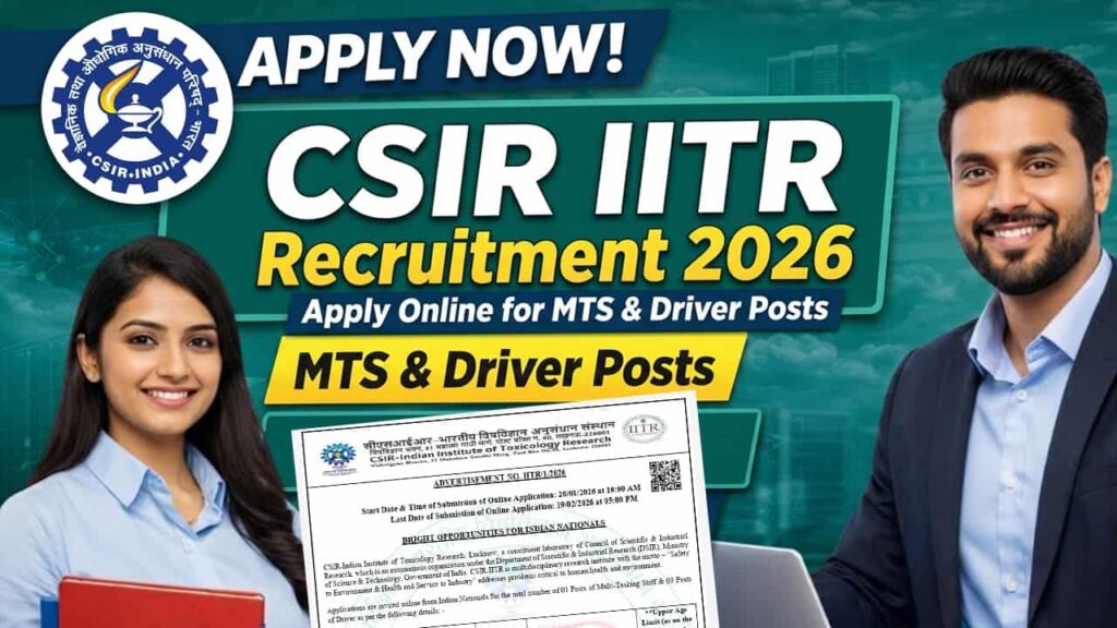 CSIR IITR Recruitment 2026 in Top 5 10th Pass Govt Vacancy 2026