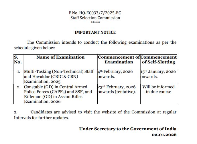 SSC MTS and GD Exam Date 2026 SSC MTS and GD Exam Date 2026