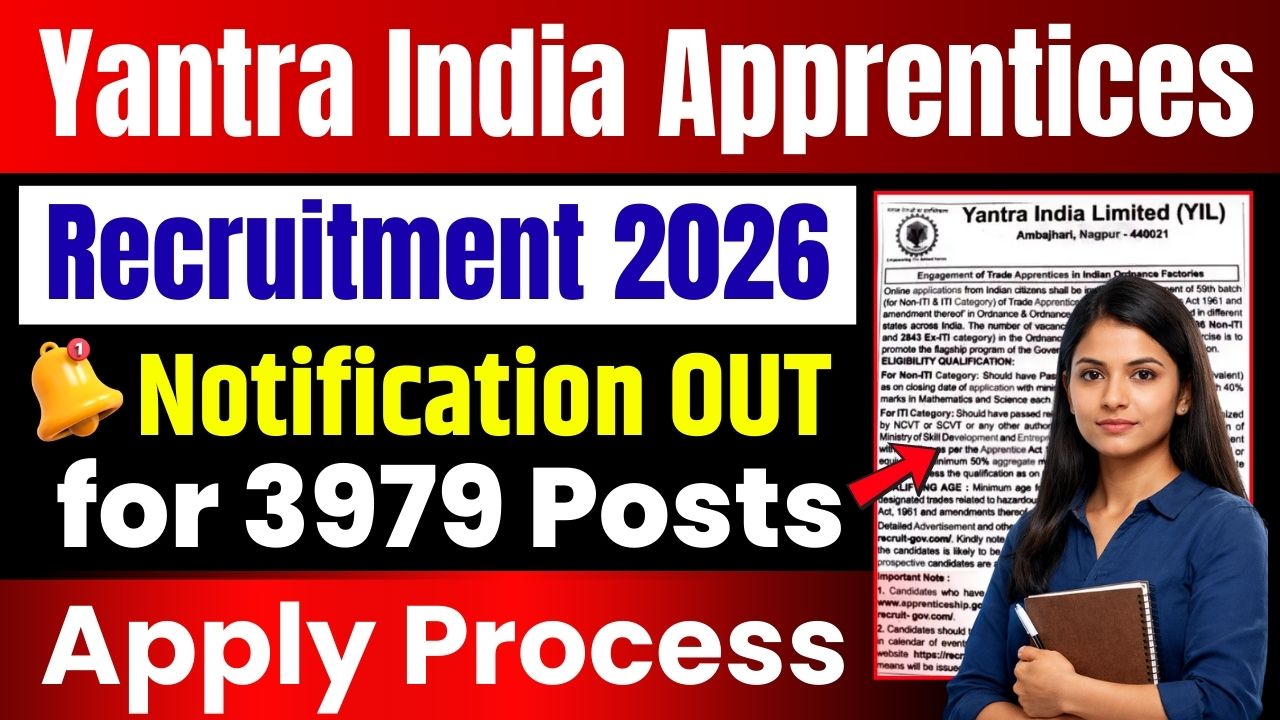 Yantra India Apprentices Recruitment 2026 in Top 5 10th Pass Govt Vacancy 2026