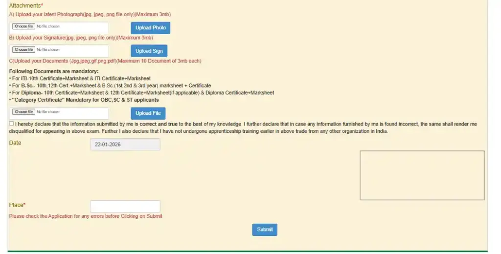 CTET February Exam Admit Card 2026 Upload document and submit option for IFFCO Apprentice Trainees Recruitment 2026