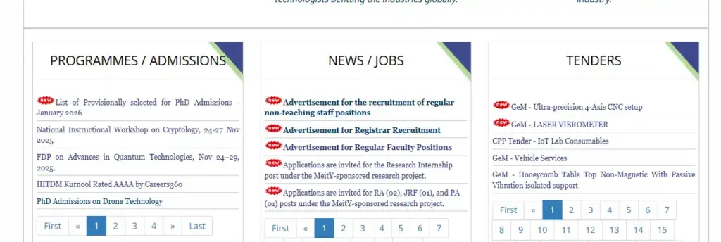 News And job section for IIITDM Kurnool Non Teaching Recruitment 2026