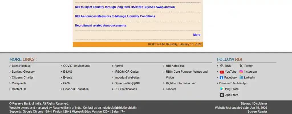 RBI website footer image for Opportunities@RBI for RBI Office Attendant Recruitment 2026