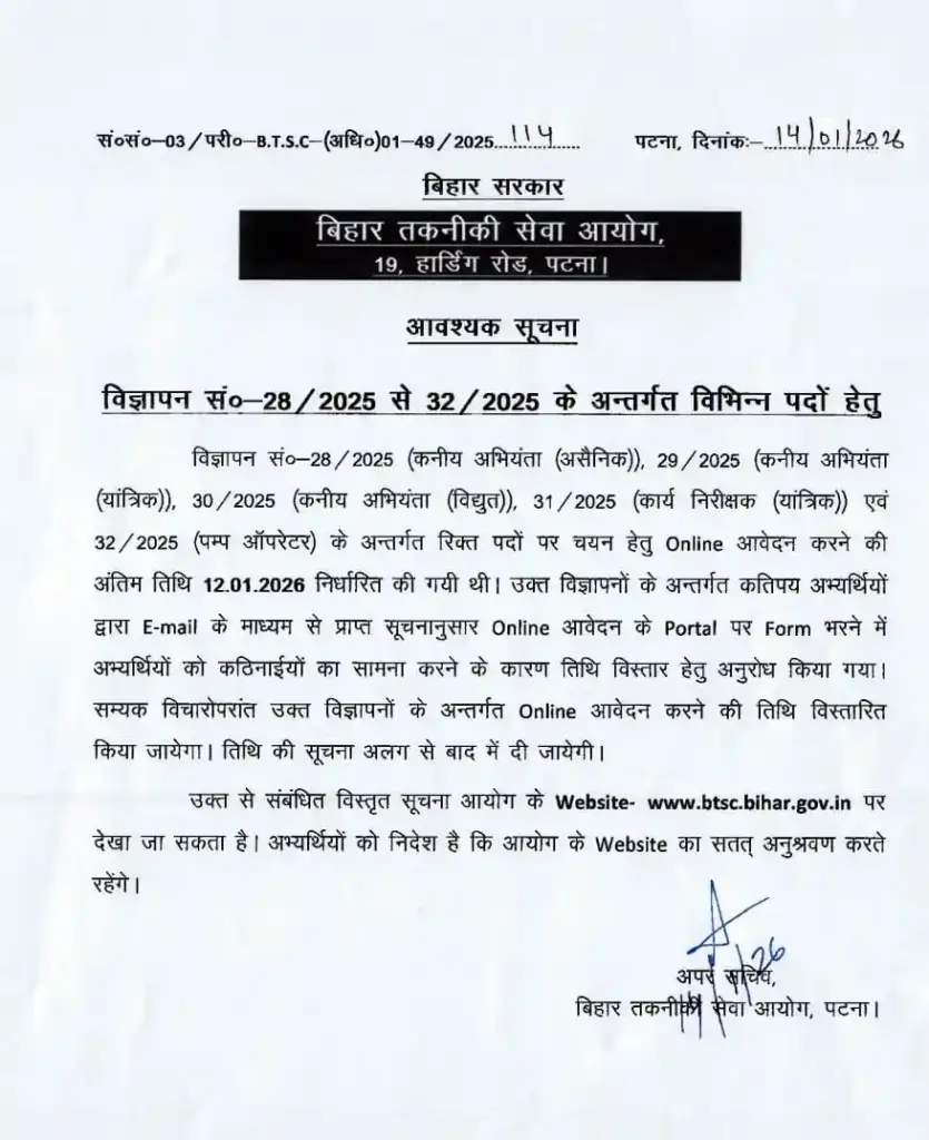 Date extended Notice