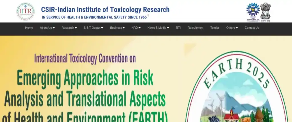 PM Ujjwala Yojana 3.0 Online Apply 2026 IITR website homepage for CSIR IITR Recruitment 2026