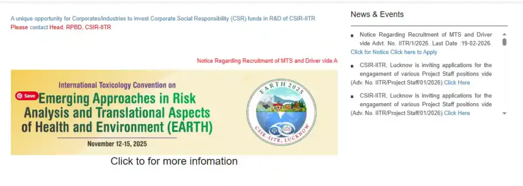 PM Ujjwala Yojana 3.0 Online Apply 2026 Apply option for CSIR IITR Recruitment 2026