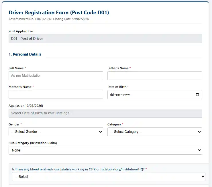 PM Ujjwala Yojana 3.0 Online Apply 2026 Registration form for CSIR IITR Recruitment 2026