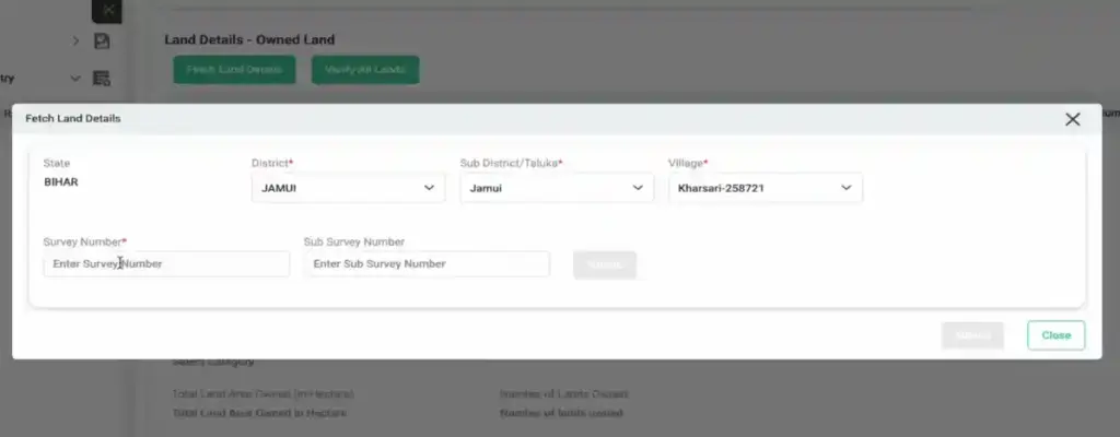 Land Details Bihar Farmer ID Registration 2026