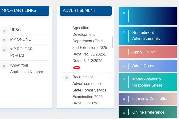 Apply Option for MPPSC State Service Recruitment 2026