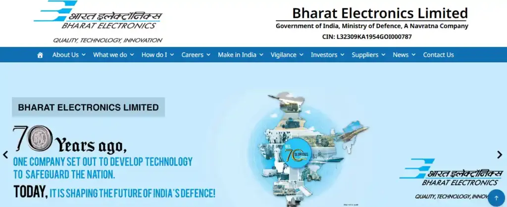 BEL Homepage for BEL Trainee Engineer and Trainee Officer Recruitment 2026