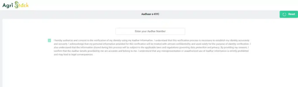 Enter Aadhaar number for Bihar Farmer ID Registration 2026