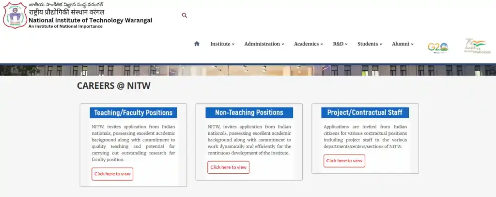 NIT Warangal Recruitment 2026 Apply Option for NIT Warangal Recruitment 2026