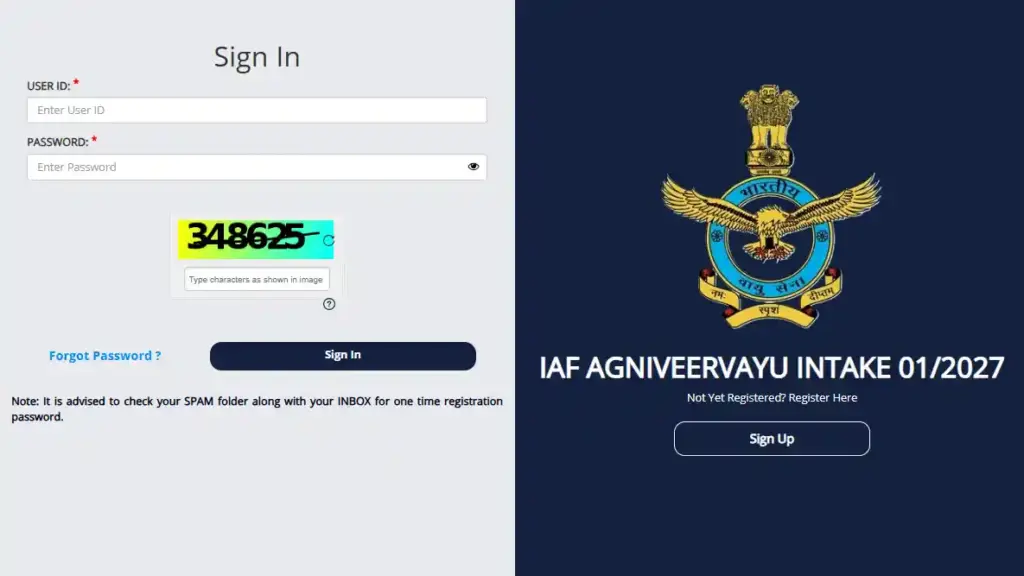 Sign Up Option for Air Force Agniveervayu Recruitment 2026