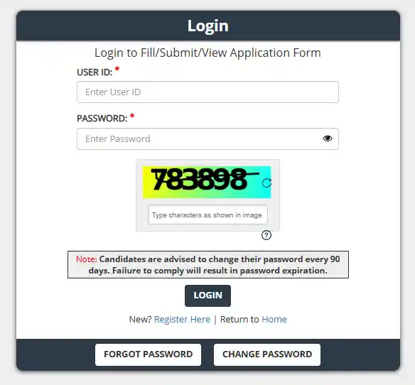 login form for IB MTS Admit Card 2026