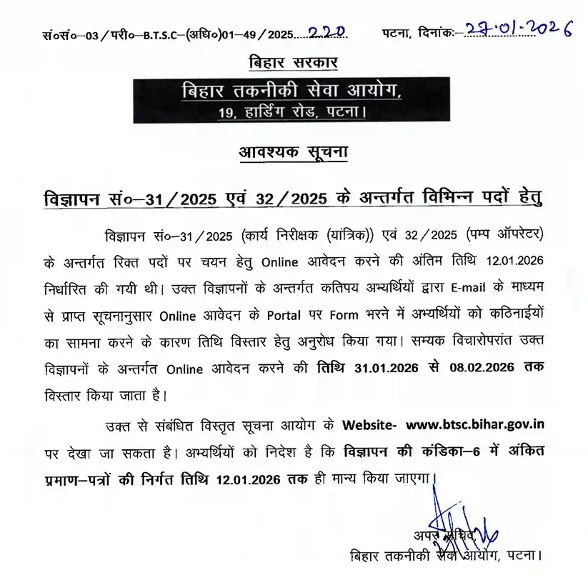 Date extended Notice