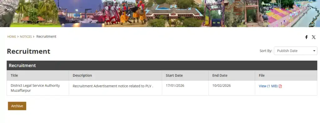 Form download link for Bihar PLV Vacancy 2026