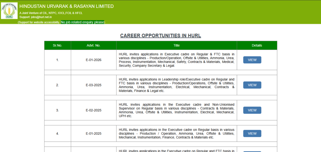 HURL Recruitment 2026 HURL Recruitment 2026 – Step-by-Step Apply Online प्रक्रिया